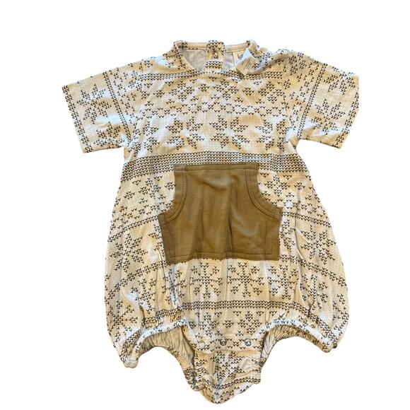 NEW Kate Quinn Nordic Snowflake Fair Isle Bubble Jumpsuit Bodysuit Fennel 3-6m - Picture 1 of 2